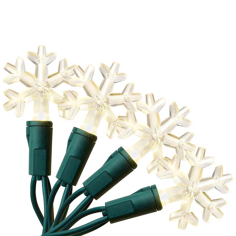 Outdoor/Indoor Christmas Lights 300-Count Total Snowflake LED, 50-Bulbs per 16.3FT Set, 300, Warm White
